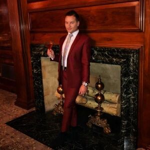 Men’s Topman Skinny Fit Burgundy Suit